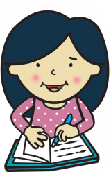 girl writing in book illustration